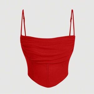 Red Cowel Neck Going Out Tank Top